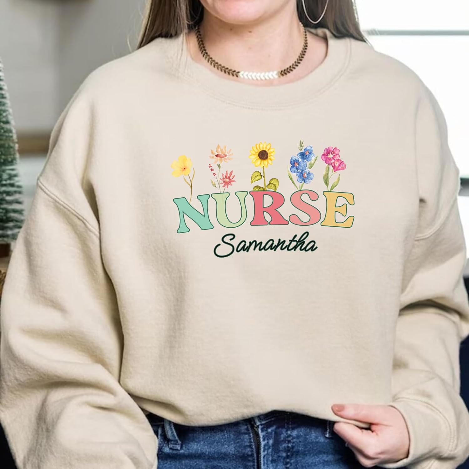 Suseaz Custom Nurse Sweatshirt Personalized Healthcare Shirt RN ER CNA Licensed Practical Nursing Care Workers