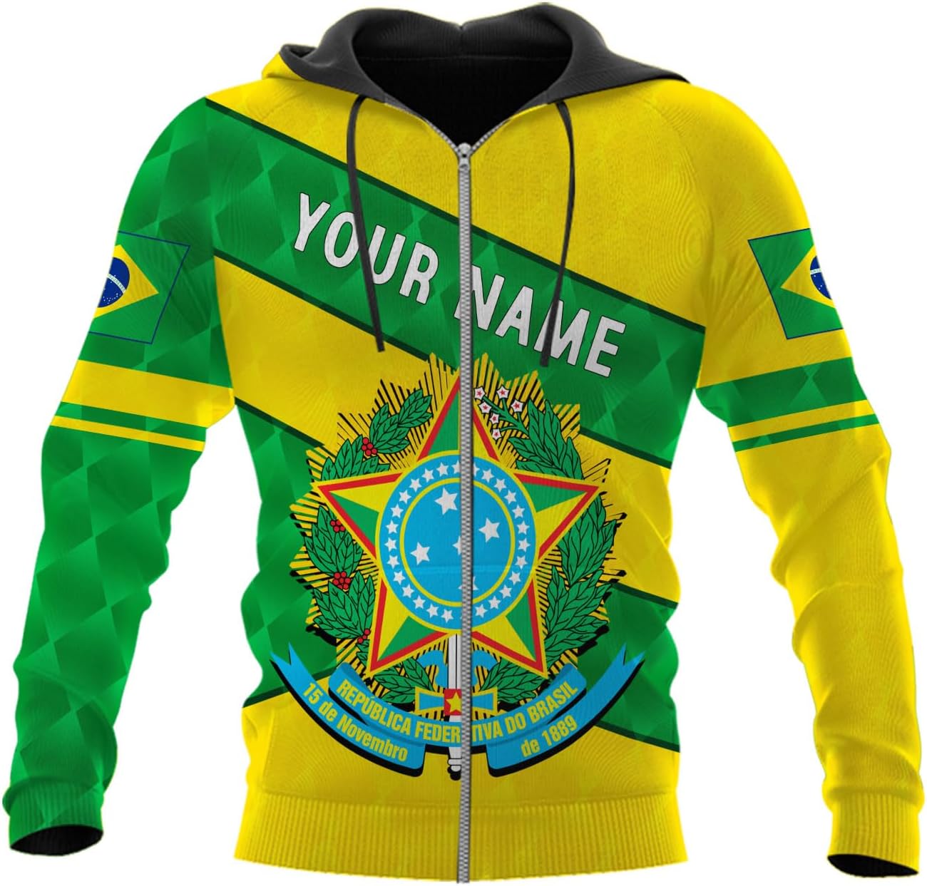 Mostprints Personalized Name Brazil Shirt 3D, Brasil Shirt Flag Custom Name Brazilian Shirt for Men and Women Unisex S-5XL