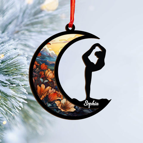 MAPrints Personalized Yoga Ornaments for Christmas Tree 2024, Yoga Suncatcher Wood Ornament, Yoga Player Lovers Gift, Custom Yoga Pose Brunette Girl Ornament, Meditation Ornament (Yoga 3)