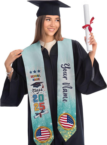 Pretyprints Personalized Class Of 2025 Teacher Graduation Stole Custom Teacher Pencil Graduation Sash Gift College Graduation
