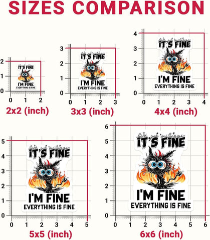 3Pcs Its Fine Im Fine Everythings Fine, Funny Stickers for Adults, Cat Stickers for Water Bottles, Dumpster Fire This is Fine Sticker - Vinyl Stickers Waterproof for Laptop Car Window Helmet 3 Inches