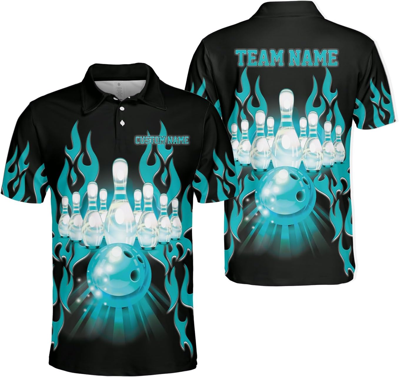 Custom 3D Bowling Polo Shirts for Men and Women Personalized Team Name Gift Unisex Customized Bowling Short Sleeve Polo Shirt