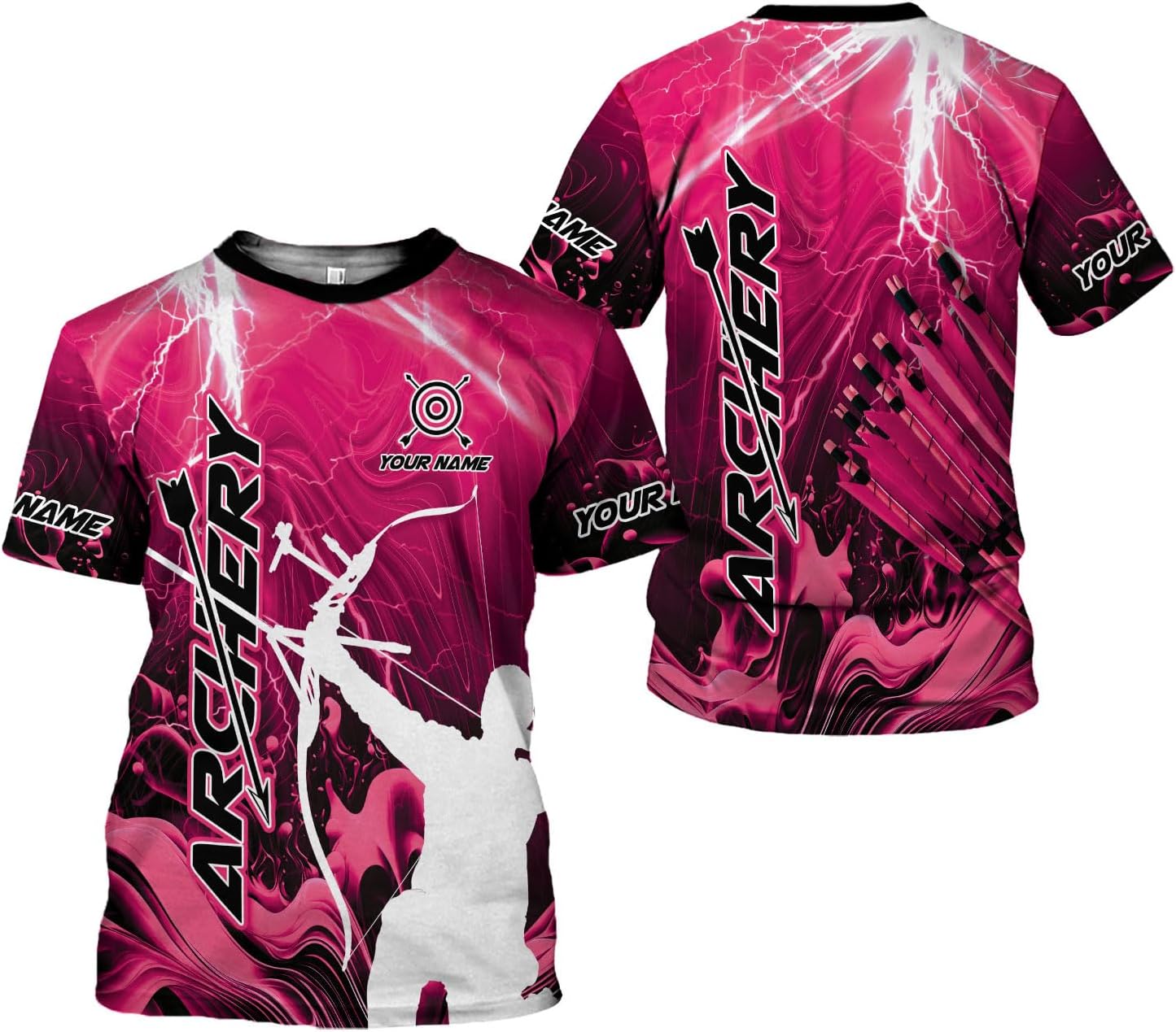 Custom Archery T-Shirt Bow and Arrow Personalized 3D Shirts for Archer Men Women Target Team Archery Apparel Gifts