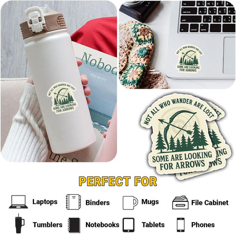 (3PCS) Not All Who Wander are Lost Some are Looking for Arrows Sticker, Gifts Funny Archery Quote Stickers Forest Bow Arrow for Outdoor Lovers and Campers Car Decal for Water Bottle Phone Case 3 Inch