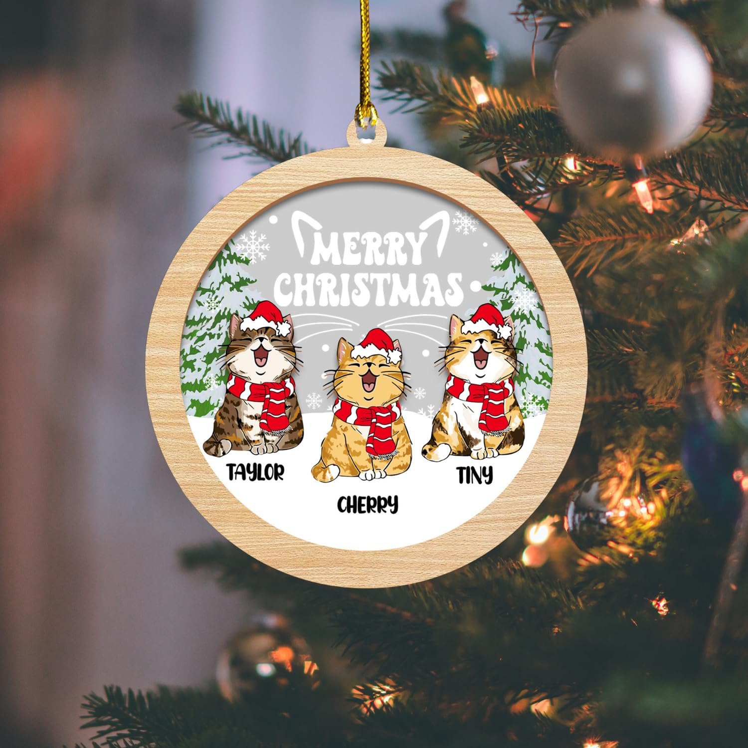 MAPrints Personalized Cat Ornaments for Christmas Tree, Custom Cat Christmas Ornament 2024, Gifts for Christmas Cat Lovers Cat Memorial Ornament, Cat Hanging Ornament Cat On The Moon (CAT 1)