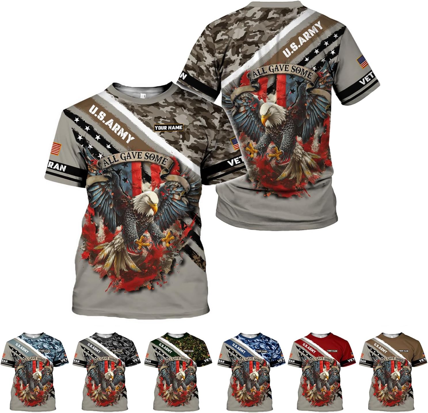 LigtHuy Personalized Name Veteran Shirt 3D, Us Army Shirt, Veteran Shirts, Veteran Shirts for Men, Veteran T Shirts for Men