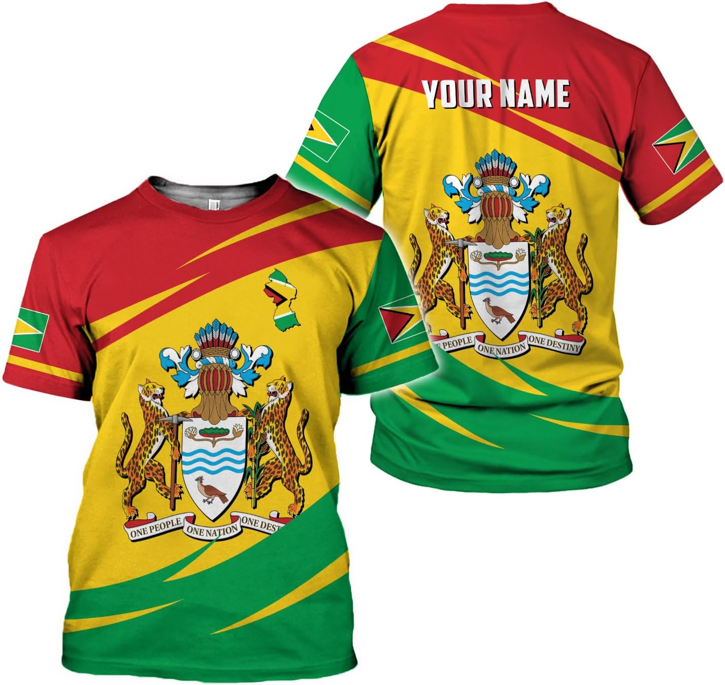 MoonArt Personalized Guyana Shirts - Guyanese Coat of Arms Flag 3D