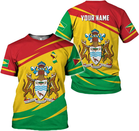 MoonArt Personalized Guyana Shirts - Guyanese Coat of Arms Flag 3D