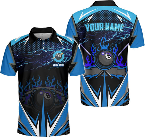 Custom Billiard Polo Shirts for Men Women Personalized Name Team 8 Ball Shirt Billiards Apparel Pool 3D Tshirts Gifts Player