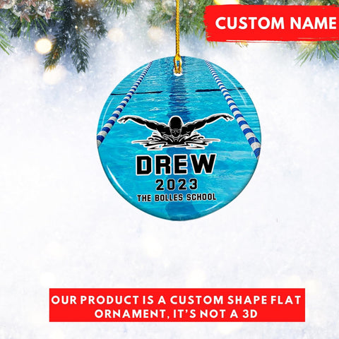 Suseaz Swimming Swimmer Ornament, Personalized Swimming Xmas Ornament Gifts for Men Women Swimmer, Custom Name Swimming Player Ornament, Swimmer Lover Ornament (Style 12)