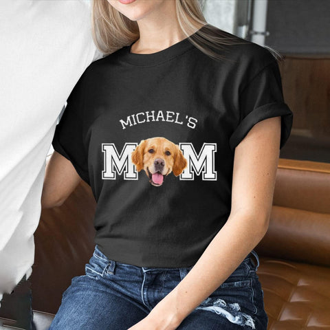 Personalized Dog Mom Shirt Sweatshirt Hoodie with Photo Names Puff Letters Gifts for Women Dog Lovers Christmas Mother's Day