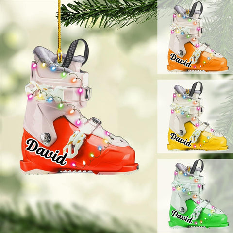 AOVL Custom Ski Ornament Skiing Christmas Ornaments Ski Christmas Tree Ornaments Ski Christmas Ornament Skier Ornaments for Christmas Tree 2024 Skiing Ornament (OSK2)
