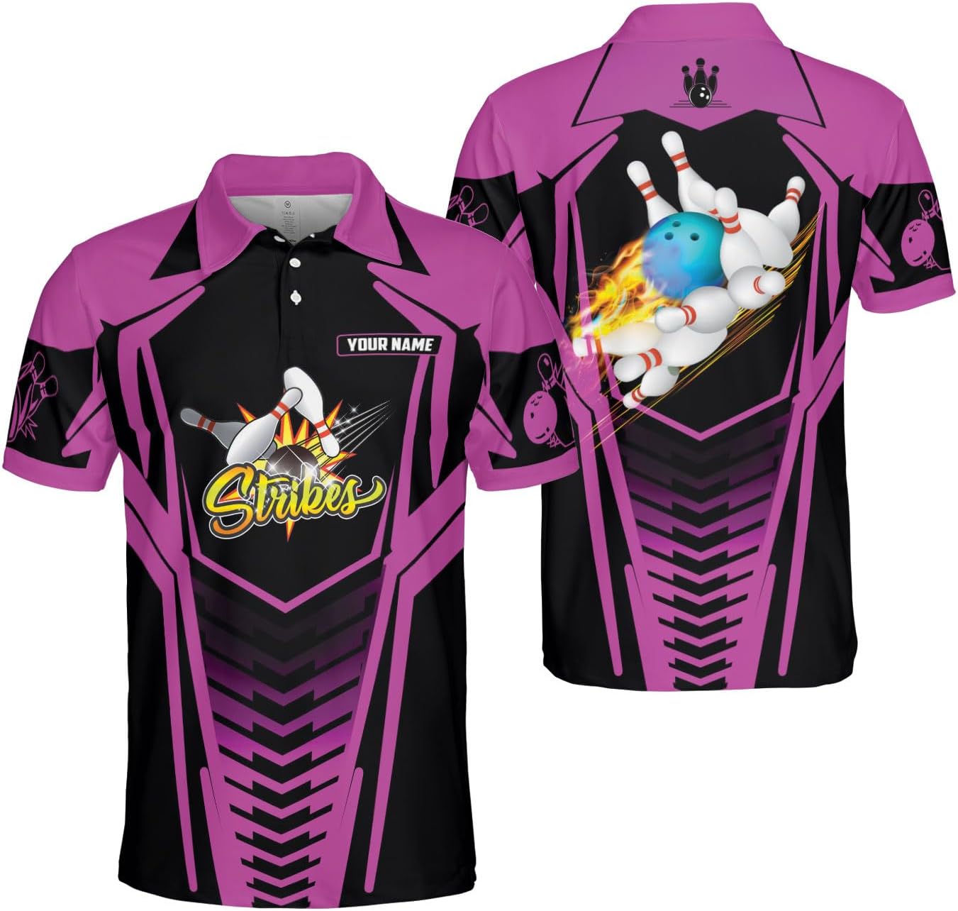 Ligthuy Personalized Name Bowling Polo Shirts 3D for Men and Women, Bowling Shirt, Bowling Shirts for Men Team Bowling Shirt