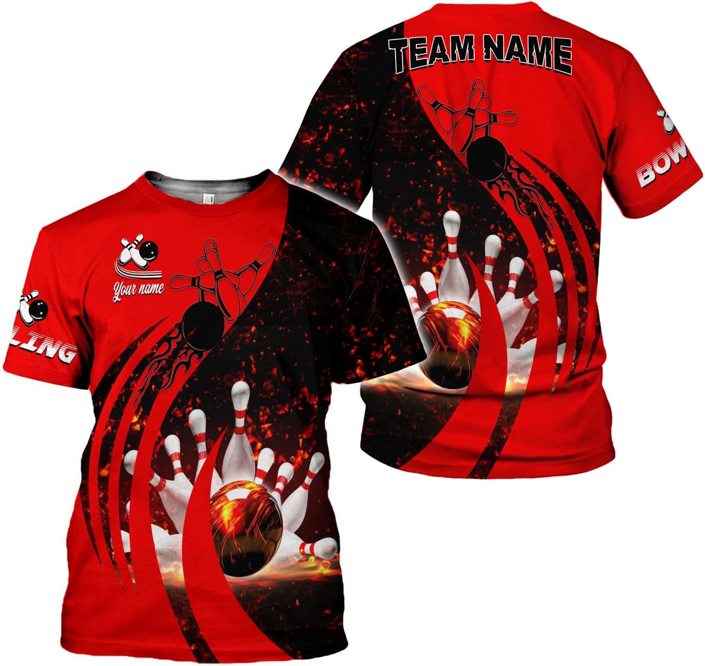 Rivelus Personalized Name Bowling Shirts for Men and Women 3D, Bowling Shirts for Team Bowling, Bowling Shirts Gift