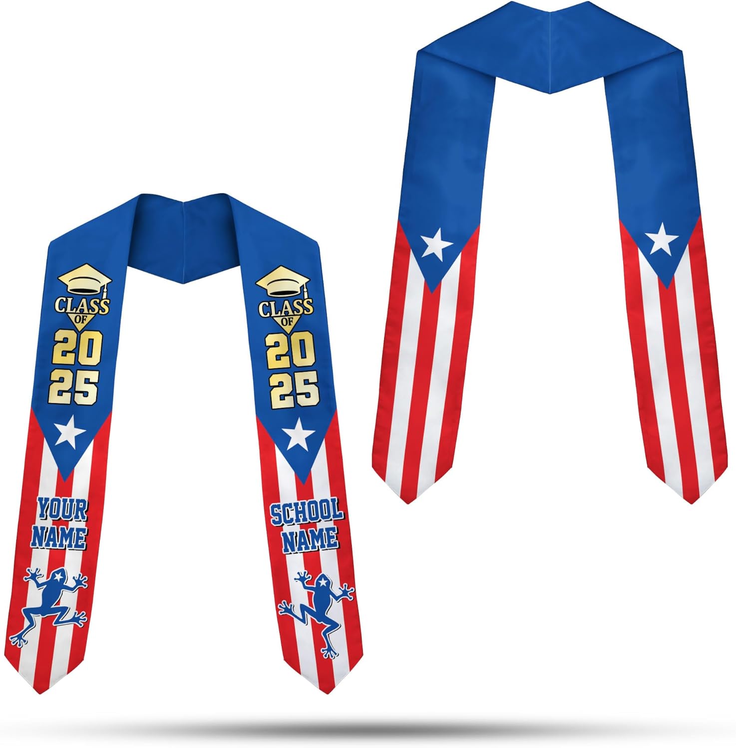 Personalized Puerto Rican Graduation Stole, Puerto Rican Graduation Sash 2025, Puerto Rico Graduation Sash