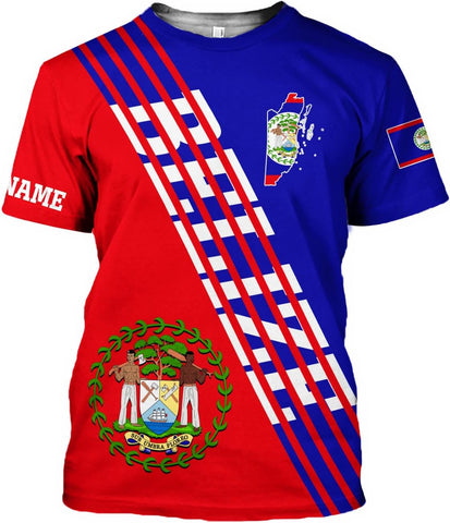 Artparel Personalized Belize Shirt Coat of Arms of Belize Flag Shirts Belizean Country Flag Gift T-Shirt Belizean Shirt S-5XL