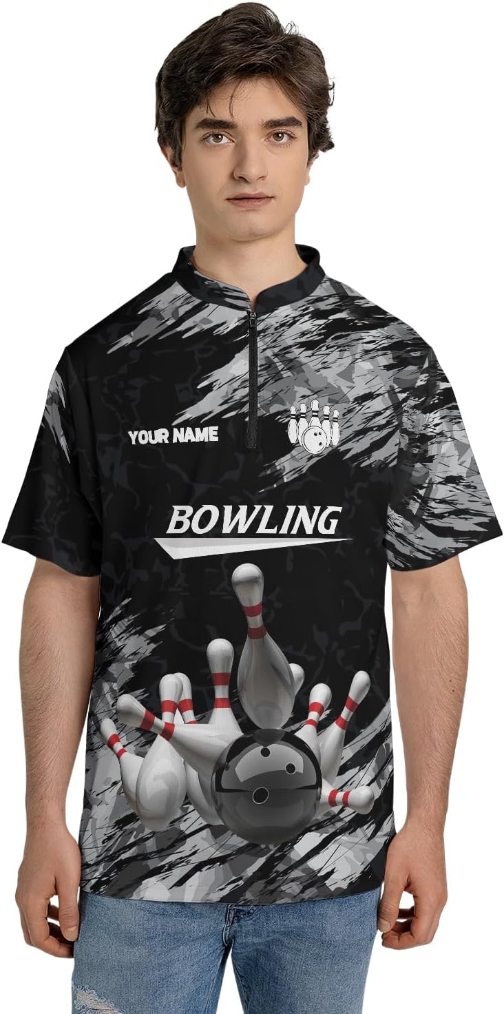 Personalized Name Bowling Baseball Jersey, Bowling Shirts for Men, Short-Sleeve Bowling Jerseys for Team, Bowling Shirts (Style 2)