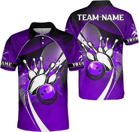 Ligthuy Personalized Name Bowling Polo Shirts 3D for Men and Women, Bowling Shirt, Bowling Shirts for Men Team Bowling Shirt