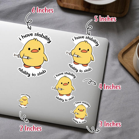 3Pcs I Have Stability Ability To Stab Funny Cute Duck Sticker, Duck Nurse Bumper Sticker, I Will Stab You Sticker, Funny Nurse Medical Healthcare Decal- Sticker For Laptop Water Bottle Phone Helmet 3"