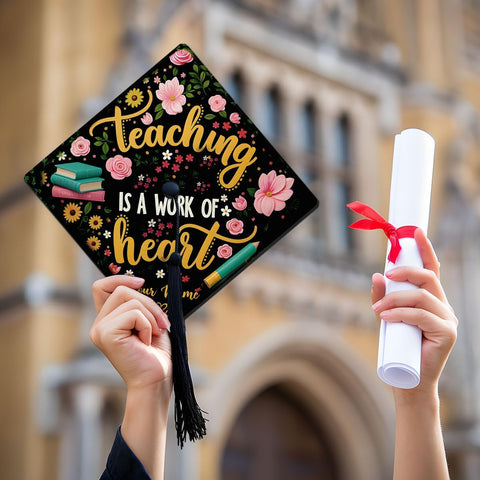 Pretyprints Personalized Teacher Graduation Cap Topper Teacher Gift Class Of 2025 Graduation Cap Decoration Topper