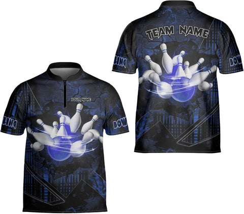 Custom Bowling Jerseys for Men Women Personalized Team Name Quarter Zip 3D Apparel Customized Bowling Jersey Shirts Unisex