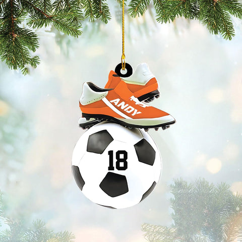 mostprints Personalized Soccer Christmas Ornament, Soccer Ornament for Boys, Soccer Team Ornaments, Gifts for The Soccer Player, Soccer Player Ornament, Soccer Gift Tree Hanging (SC10)