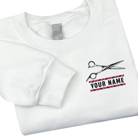 Podagree Personalized Embroidered Barber Crewneck Sweatshirt, Hairdresser Hairstylist Barbershop Hoodie, Gifts For A Barber