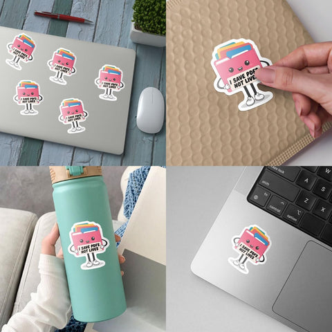 3PCS I Save PDFs Not Lives Funny 3" Sticker, Work Office Quotes Humor Design, Die Cut Waterproof Vinyl Decal for Laptop, Water Bottle, Tumbler, Phone, Window, Notebook