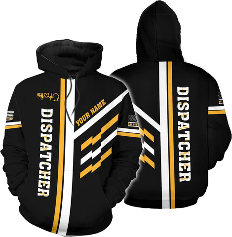 Leeprints Personalized 911 Dispatcher 3D Shirt, Custom Dispatcher 3D T-shirt, Thin Gold Line Flag 3D Shirts, Dispatcher