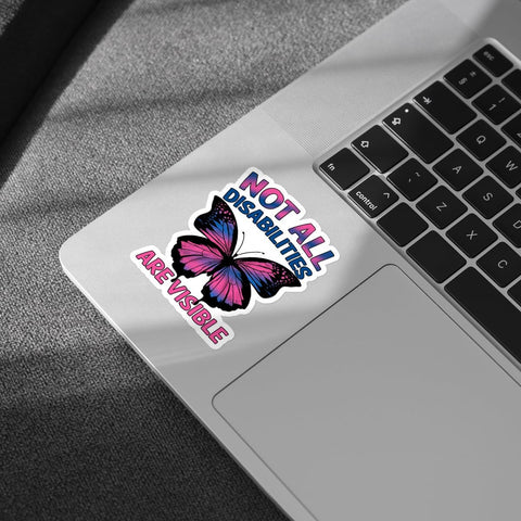 (3Pcs) Not All Disabilities are Visible Butterfly Sticker, Dysautonomia Awareness Vinyl Sticker, Invisible Illness Stickers, Mental Health Decal - Sticker for Laptop Water Bottle Phone Hard Hat 3"