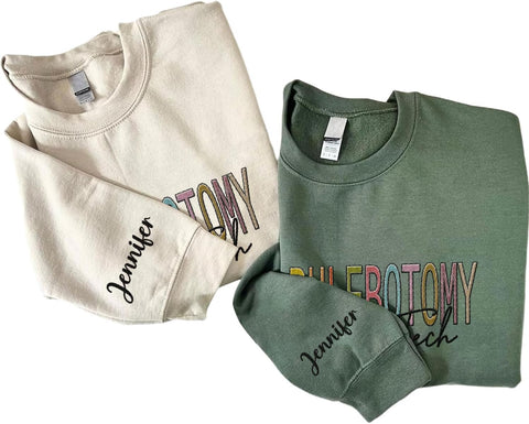 Custom Phlebotomy Technician Embroidered Sweatshirts, Phlebotomy Tech Hoodie, Phlebotomy T-shirts Gift For New Phlebotomist