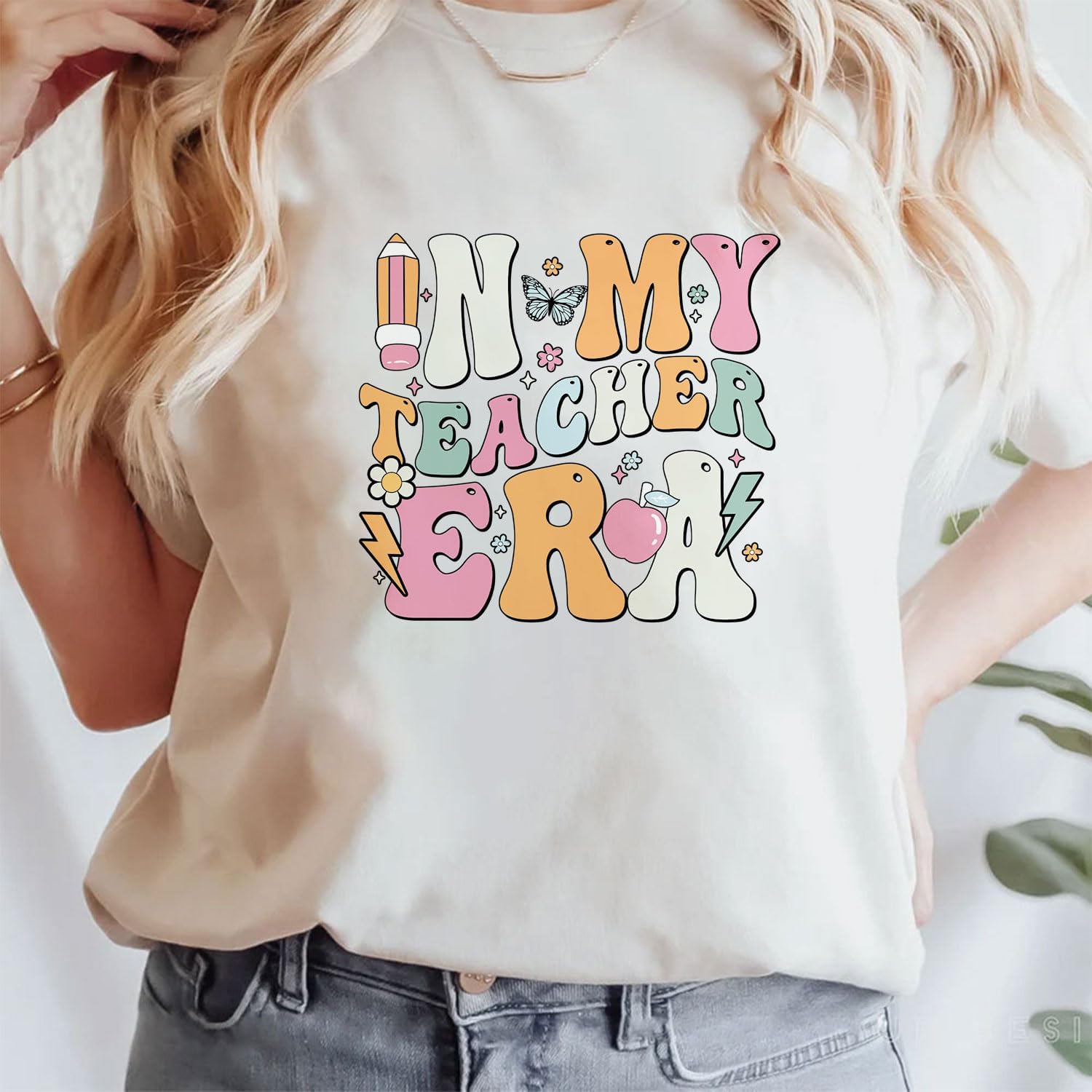 Custom In My Teacher Era Shirt Teacher Sweatshirt Kindergarten Preschool Tops Funny Teaching Life Tees Back to School Gifts