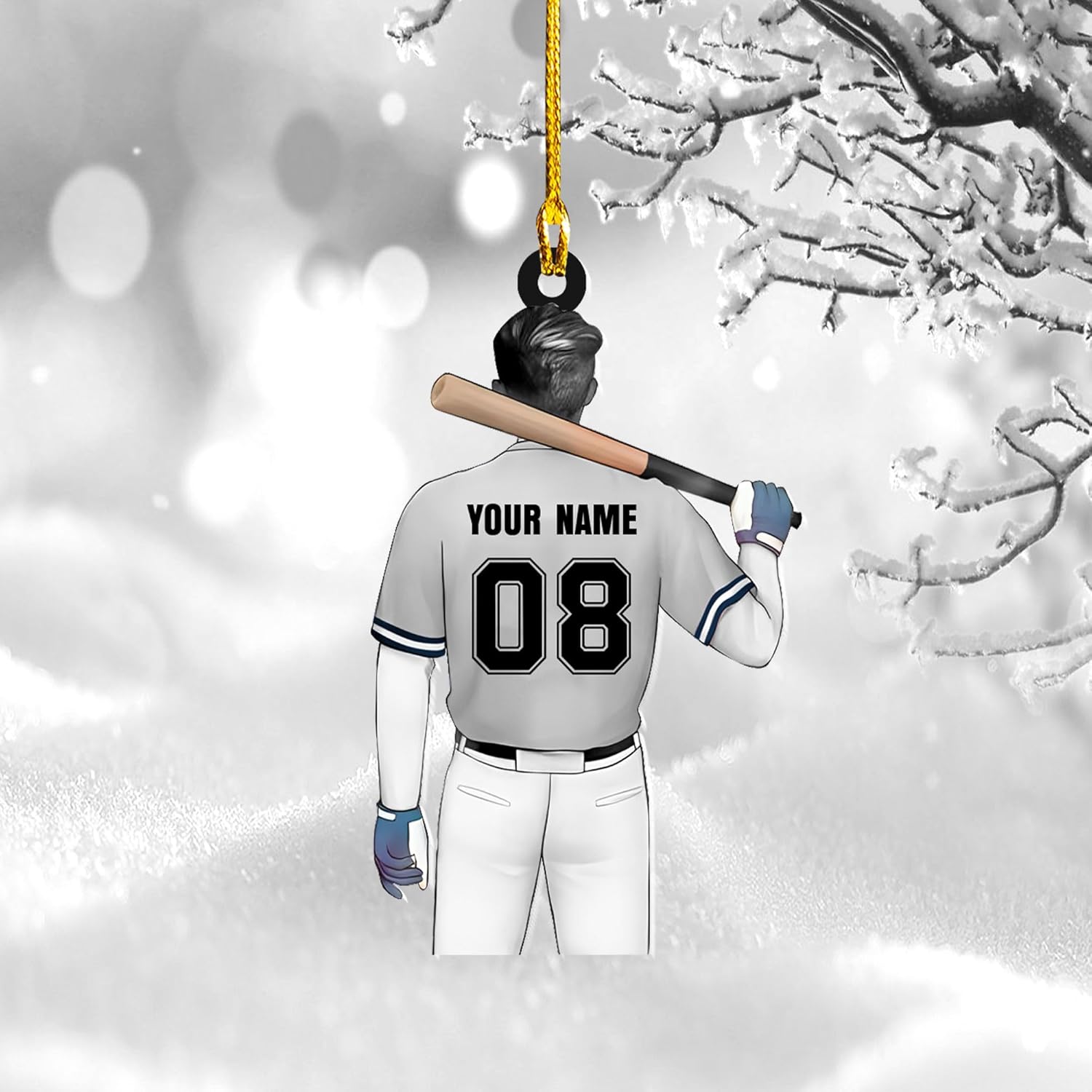 Artparel Personalized Baseball Ornament Christmas Tree Decoration Custom Baseball Christmas Ornament 2D Shape Flat Baseball Lover Gifts Beginner Baseball Players Ornament Gift (BB 4)