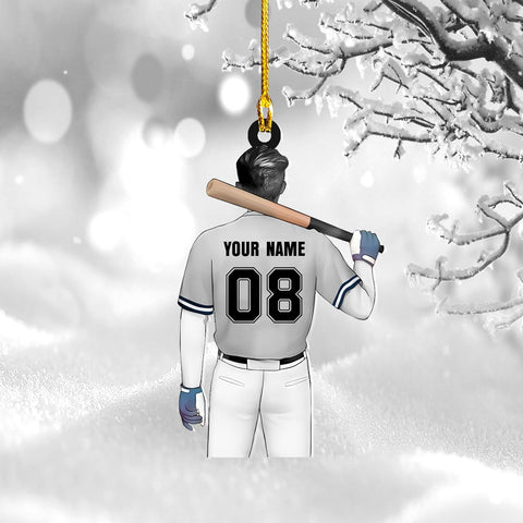 Artparel Personalized Baseball Ornament Christmas Tree Decoration Custom Baseball Christmas Ornament 2D Shape Flat Baseball Lover Gifts Beginner Baseball Players Ornament Gift (BB 4)