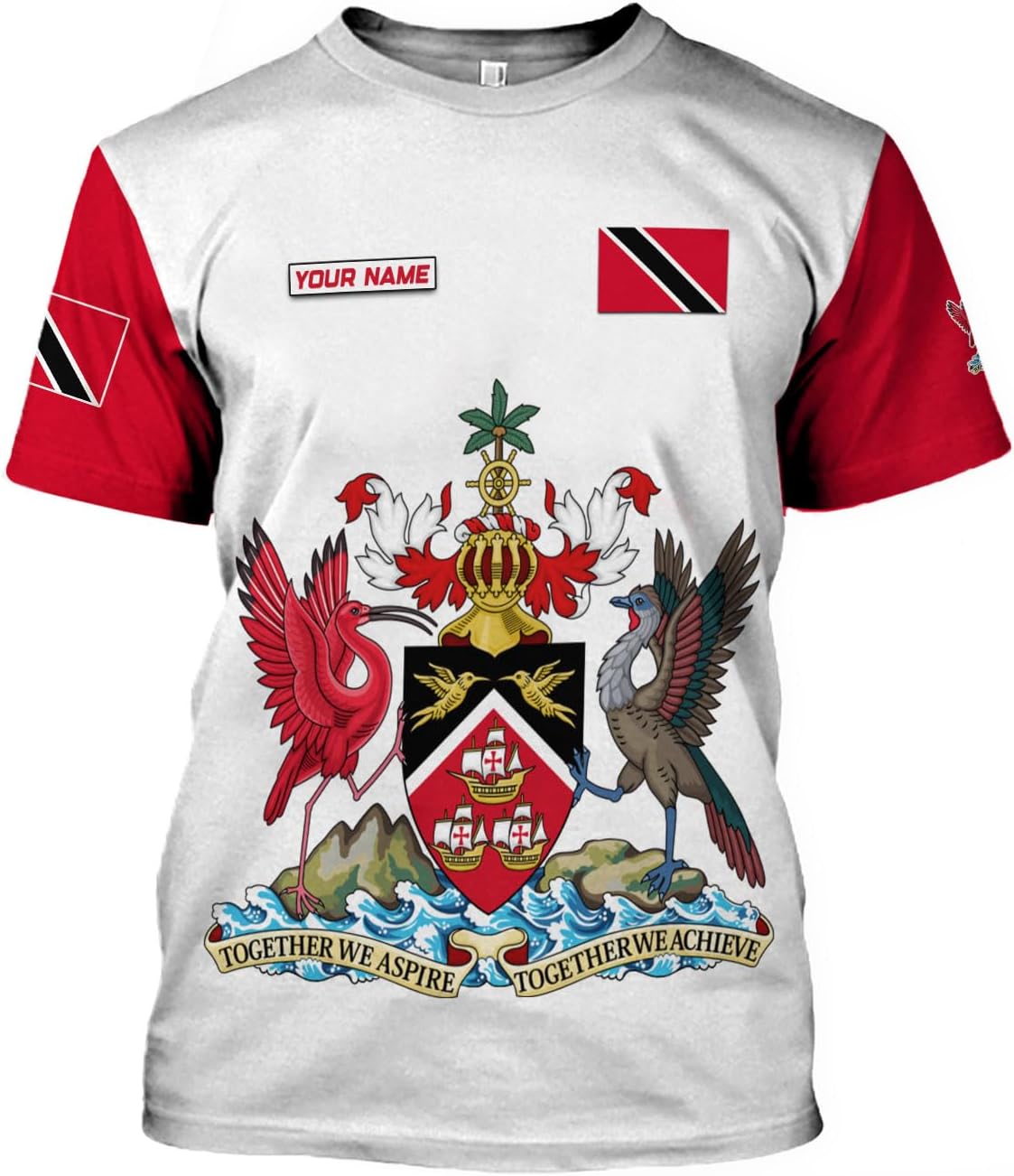 Artparel Personalized Trinidad and Tobago Shirt Trinidad and Tobago Coat of Arms Flag ShirtsTrinidad and Tobago Crest