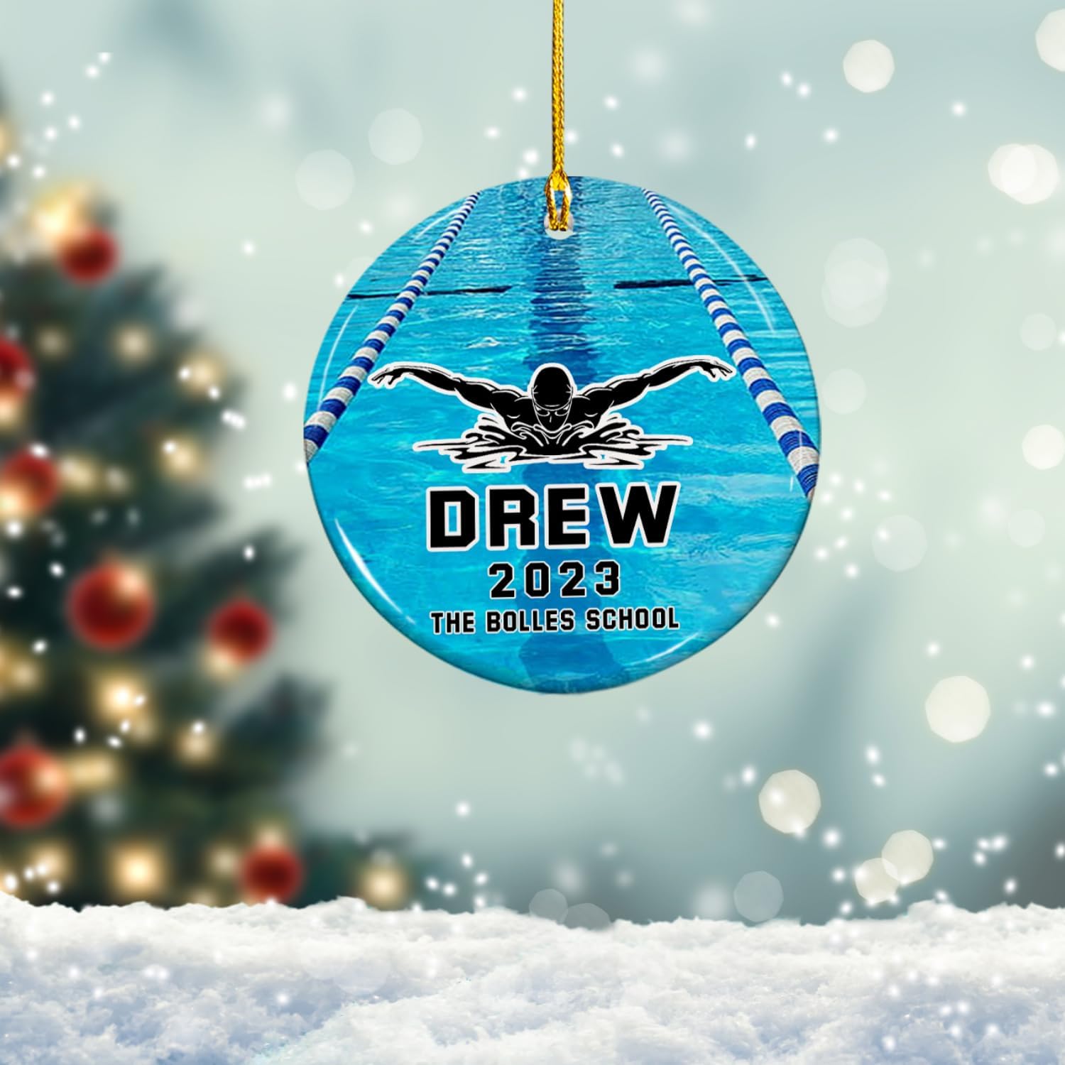 Suseaz Swimming Swimmer Ornament, Personalized Swimming Xmas Ornament Gifts for Men Women Swimmer, Custom Name Swimming Player Ornament, Swimmer Lover Ornament (Style 12)