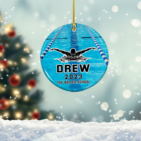 Suseaz Swimming Swimmer Ornament, Personalized Swimming Xmas Ornament Gifts for Men Women Swimmer, Custom Name Swimming Player Ornament, Swimmer Lover Ornament (Style 12)