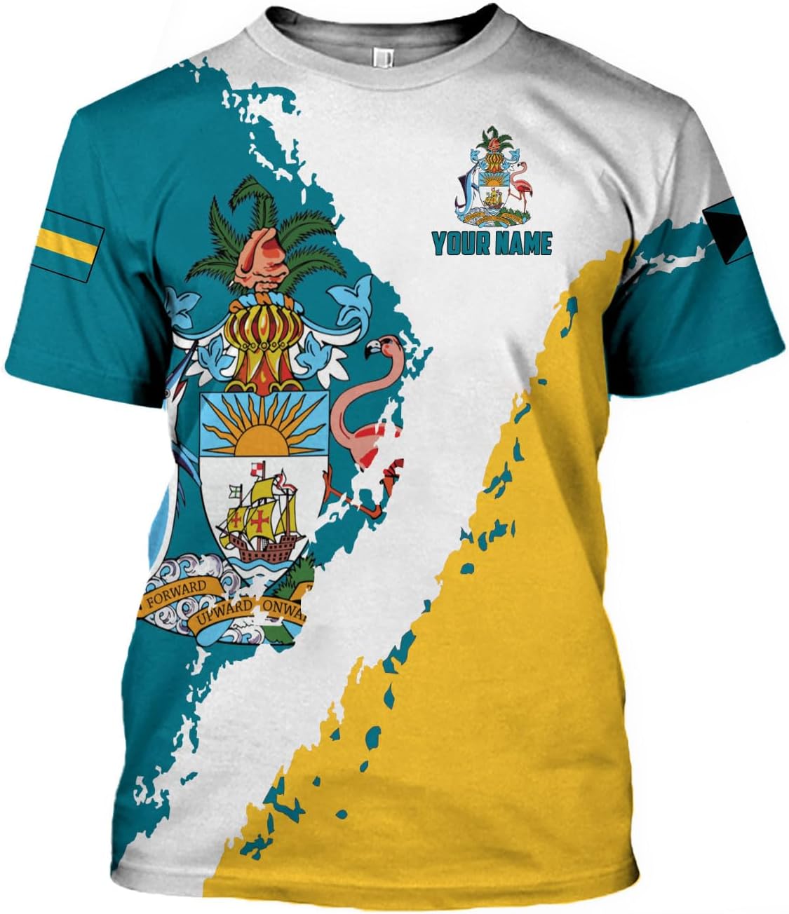 Artparel Personalized Bahamas Shirts 3D Bahamas T-Shirt Bahamas Shirts for Men Bahamas Souvenirs Shirts Bahamas Flag Shirts