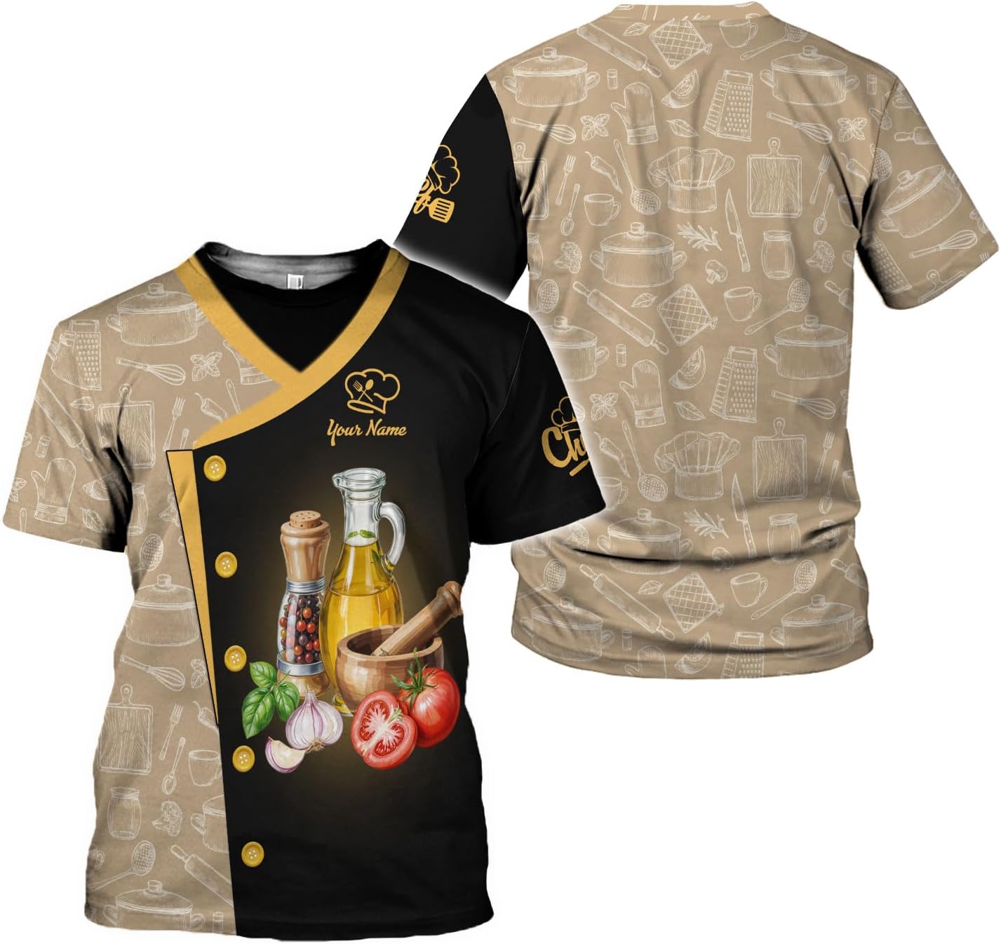 Custom Personalized 3D Chef Shirt Gifts for Lover