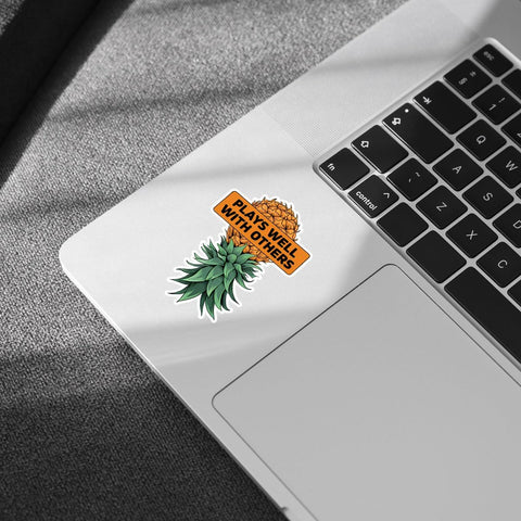3 Pcs Plays Well with Others Sticker, Upside Down Pineapple Stickers, Aloha Pineapple Vinyl Stickers 3 Inches for Water Bottle, Laptop, Phone, Car, Helmet