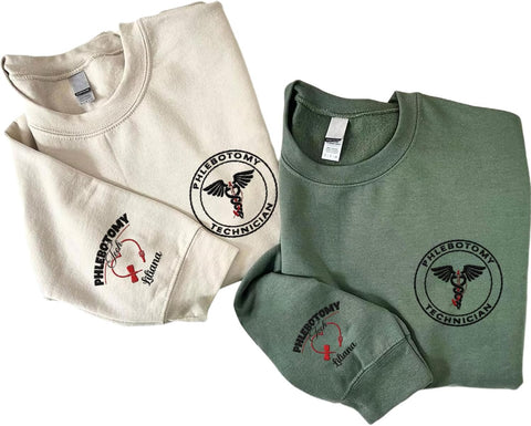 Custom Phlebotomist Sweatshirt Medical Sweater Phlebotomy Tech Shirt Syringe Needle Blood Gift New Technician Veins