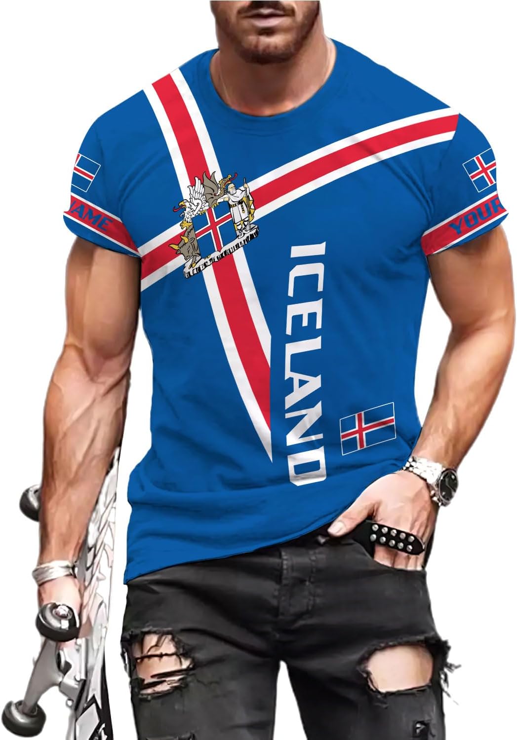 MoonArt Personalized Iceland Shirt 3D, Reykjavik Souvenir Tshirt Icelandic Pride Flag T-Shirt Men Women Shirts