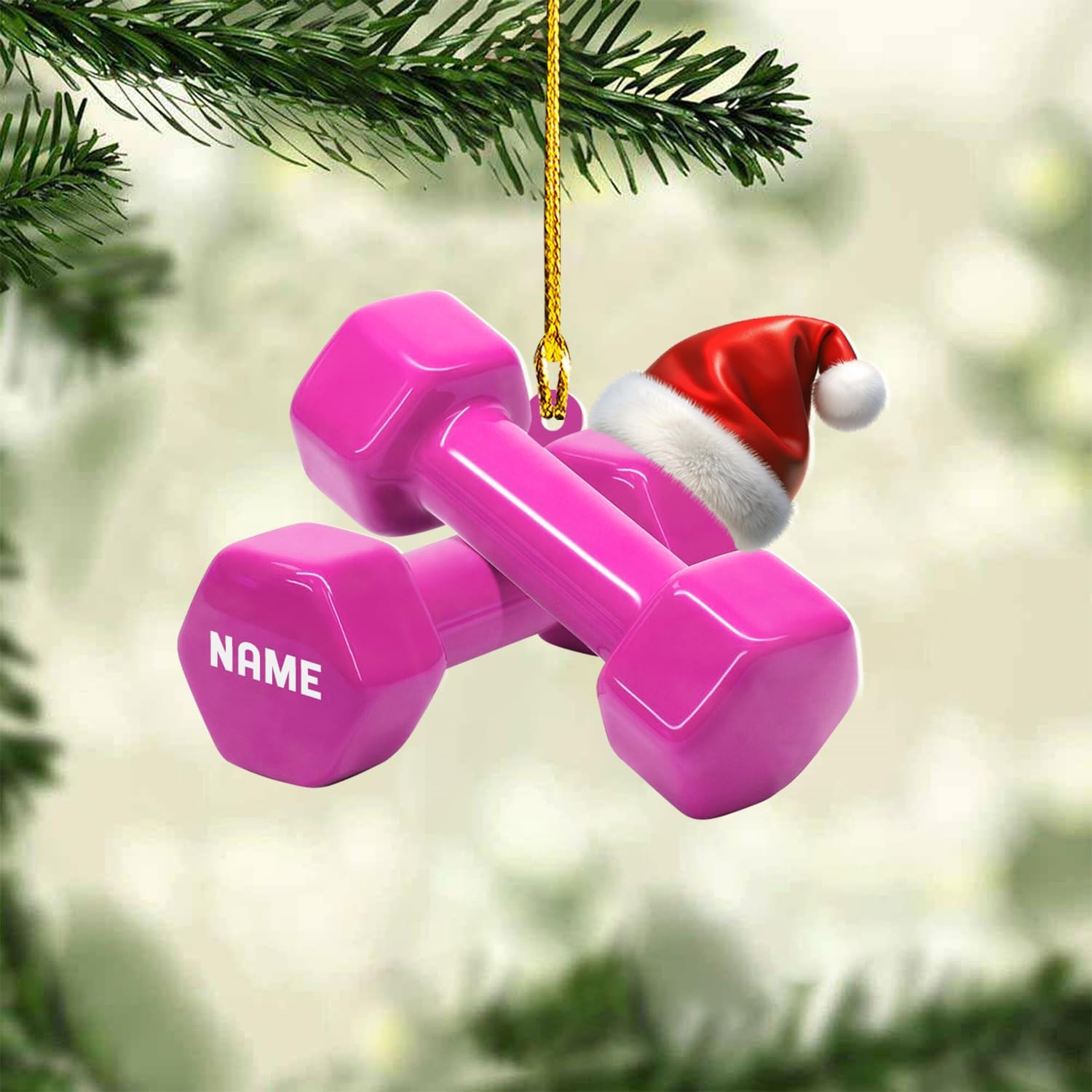AOVL Personalized Weight Plate Ornament Weight Ornament Fitness Gift for Gym Ornament Merry Liftmas Christmas Hanging Ornaments Weight Plates Ceramic Ornament (DF4)