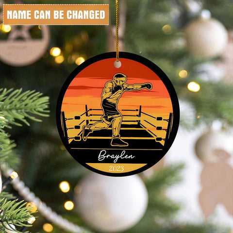 Tinoshop Personalized Boxing Ceramic Ornament, Boxing Gloves Christmas Light Ornament, Custom Boxing Ornament, Kick Boxing Ornament, Gift for Boxing Lovers, Boxer Ornament Gift for Boxing Lovers ON417