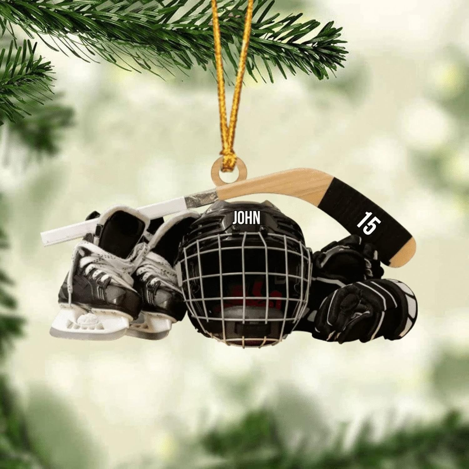 Artparel Personalized Hockey Ornaments, Hockey Ornaments for Christmas Tree Hockey Helmet Ornament, Hockey Player Gifts, Gift for Hockey, Lover Hockey Players, Hockey Christmas Ornament