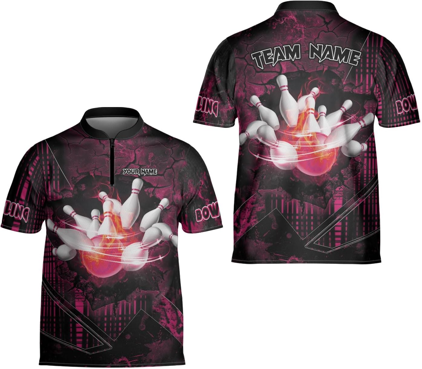 Custom Bowling Jerseys for Men Women Personalized Team Name Quarter Zip 3D Apparel Customized Bowling Jersey Shirts Unisex