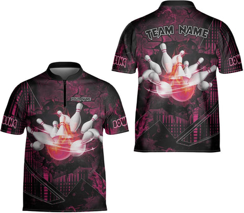 Custom Bowling Jerseys for Men Women Personalized Team Name Quarter Zip 3D Apparel Customized Bowling Jersey Shirts Unisex
