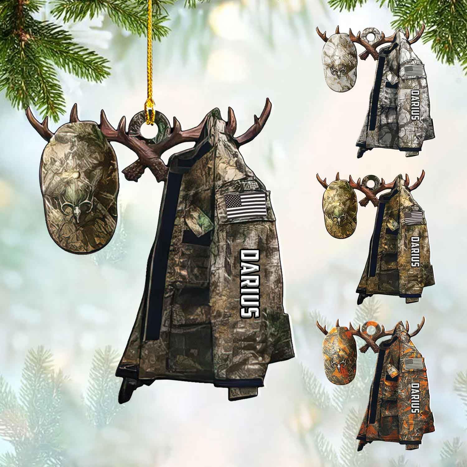 mostprints Personalized Hunting Ornament, Hunter Vest Ornament, Hunting Christmas Ornament, Hunter Christmas Ornament Hanging Tree Decor, Christmas Hunting Gifts (Hunting 4)