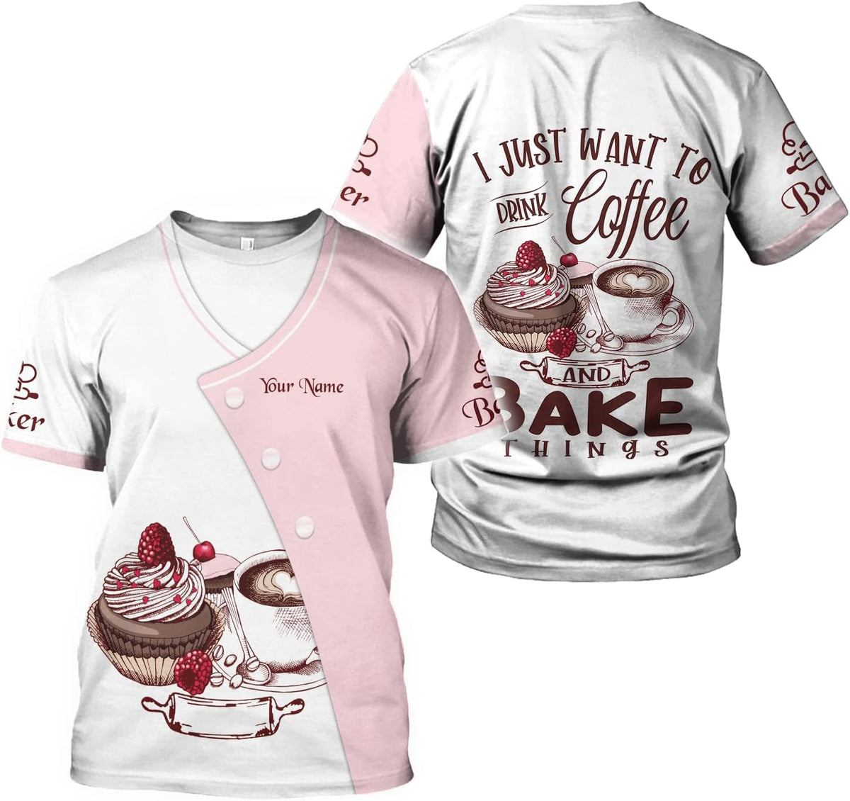 Personalized Name Baking 3D Shirt for Baker, Baker Cooking Gifts Tees, Funny Bake Machine Shirt, Baker Lover Shirt