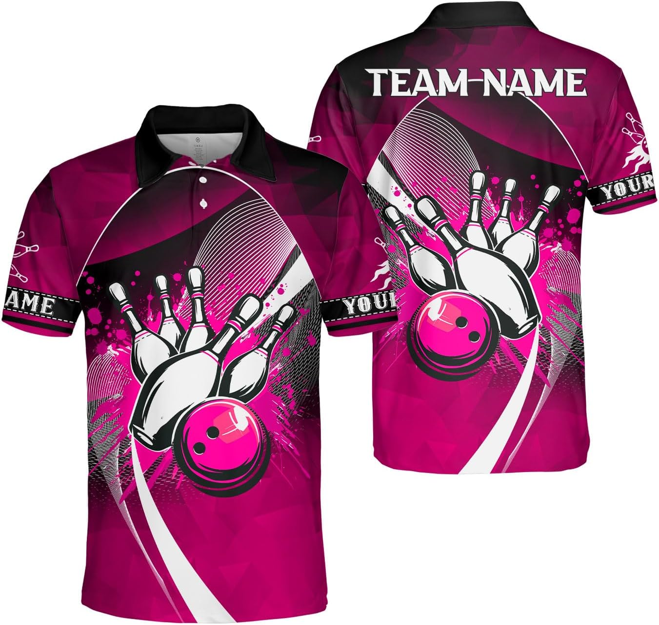 Ligthuy Personalized Name Bowling Polo Shirts 3D for Men and Women, Bowling Shirt, Bowling Shirts for Men Team Bowling Shirt